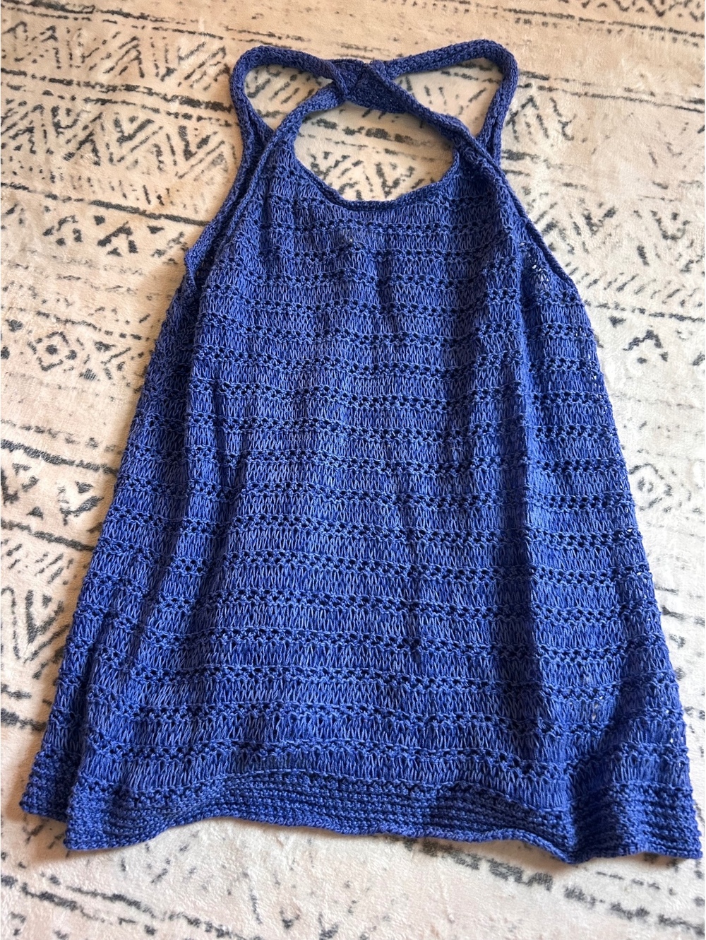 American Eagle Outfitters XL Blue Crochet Halter Top
